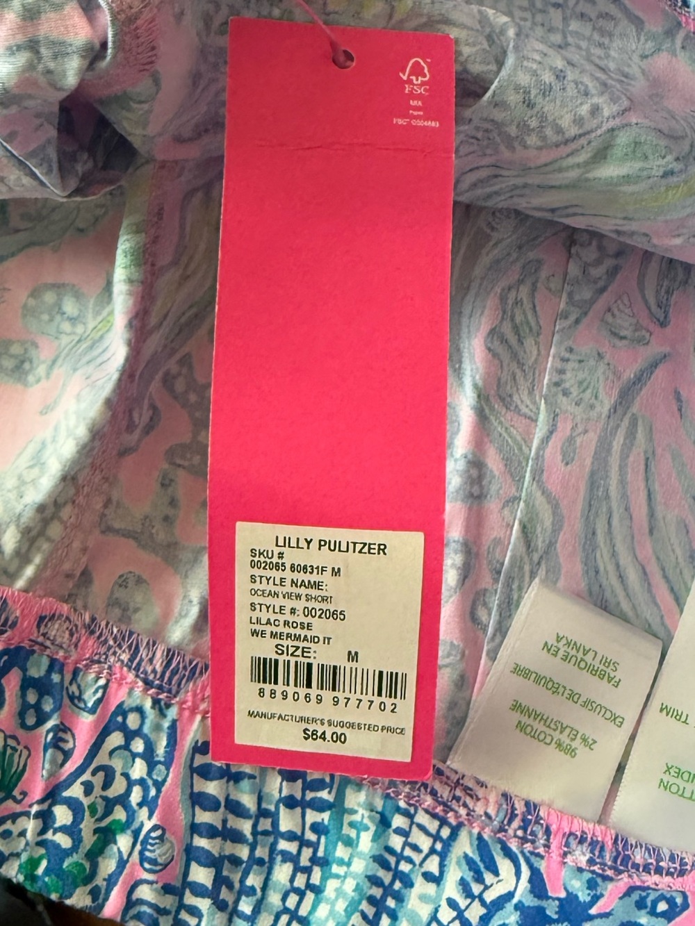 Lilly Pulitzer Ocean View Shorts Women’s M We Mermaid Pink Print Cotton Stretch - Picture 3 of 5